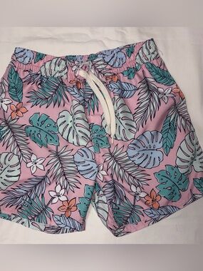 Quince Tropical floral print swim trunks with drawstring waist sz 4T EUC